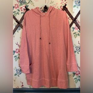 Peach blush heather Hooded Sweatshirt Soft Surroundings size large petite. EUC.